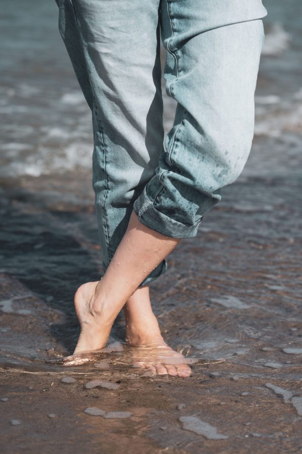 Jeans, Meer, Barfuß, Wasser, Sand, Füße